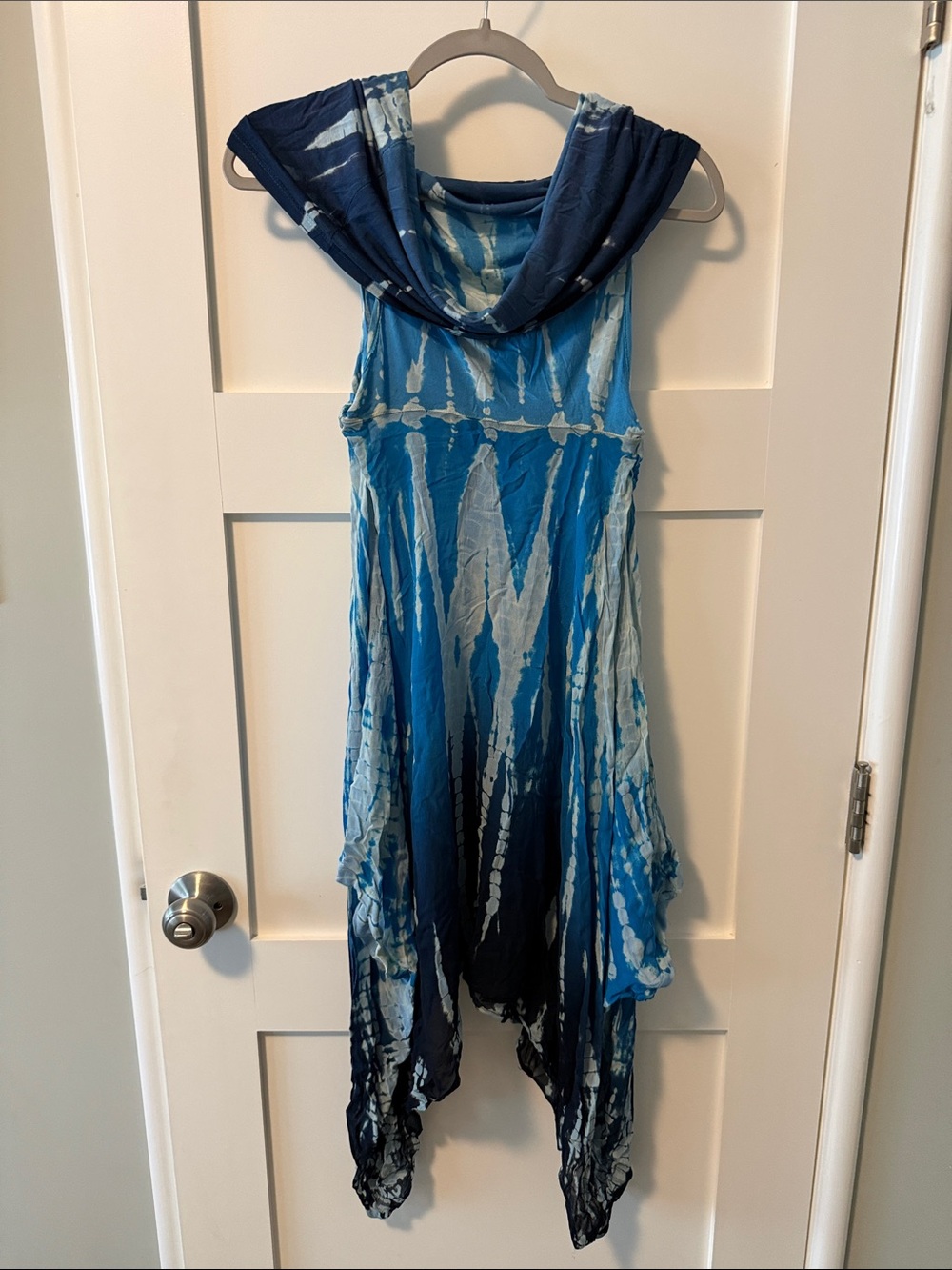 Young Fabulous & Broke Navy and Sky Blue Tie-Dye Asymmetrical Handkerchief Dress